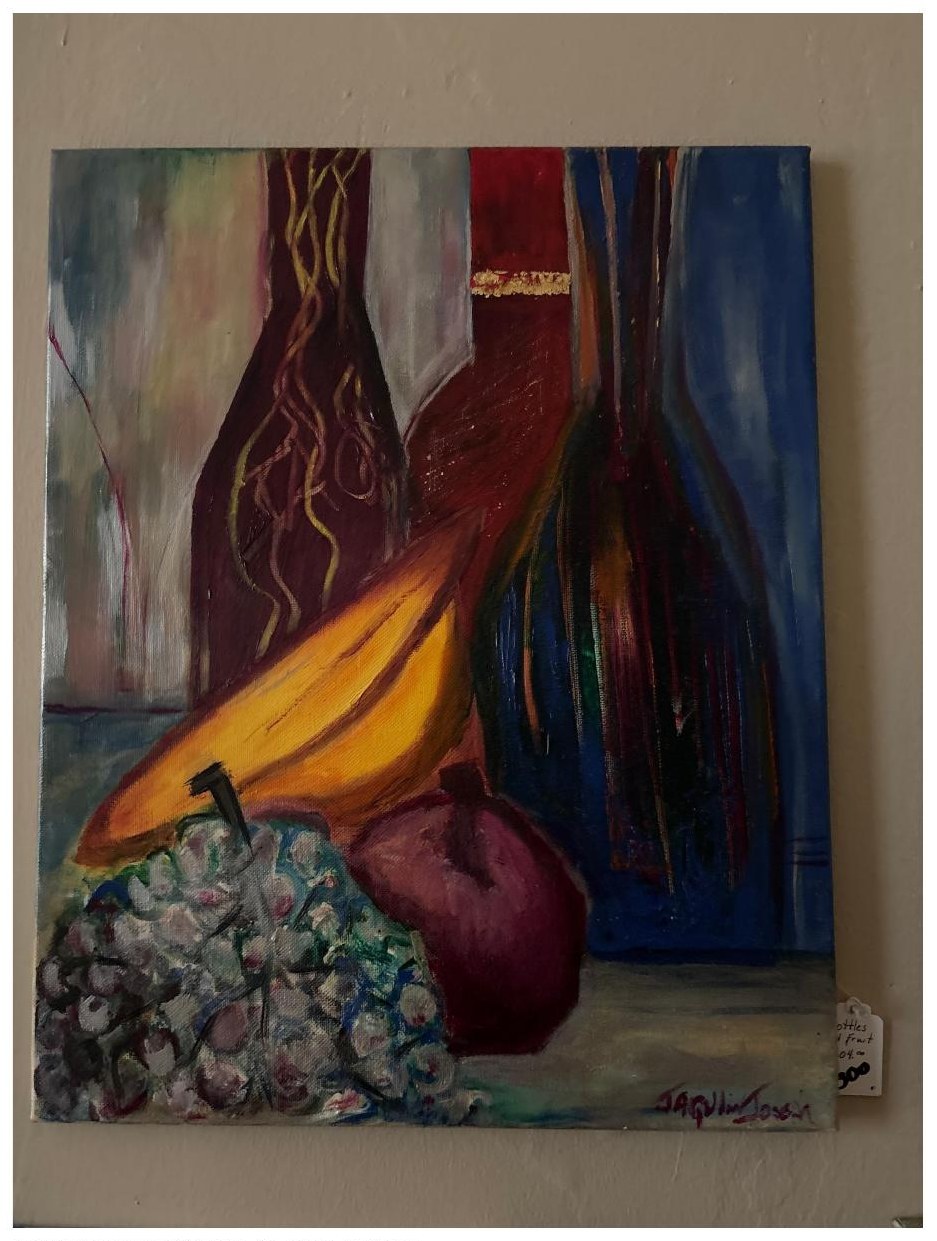 Abstract Bottles and Fruit by Jaqulin Joseph