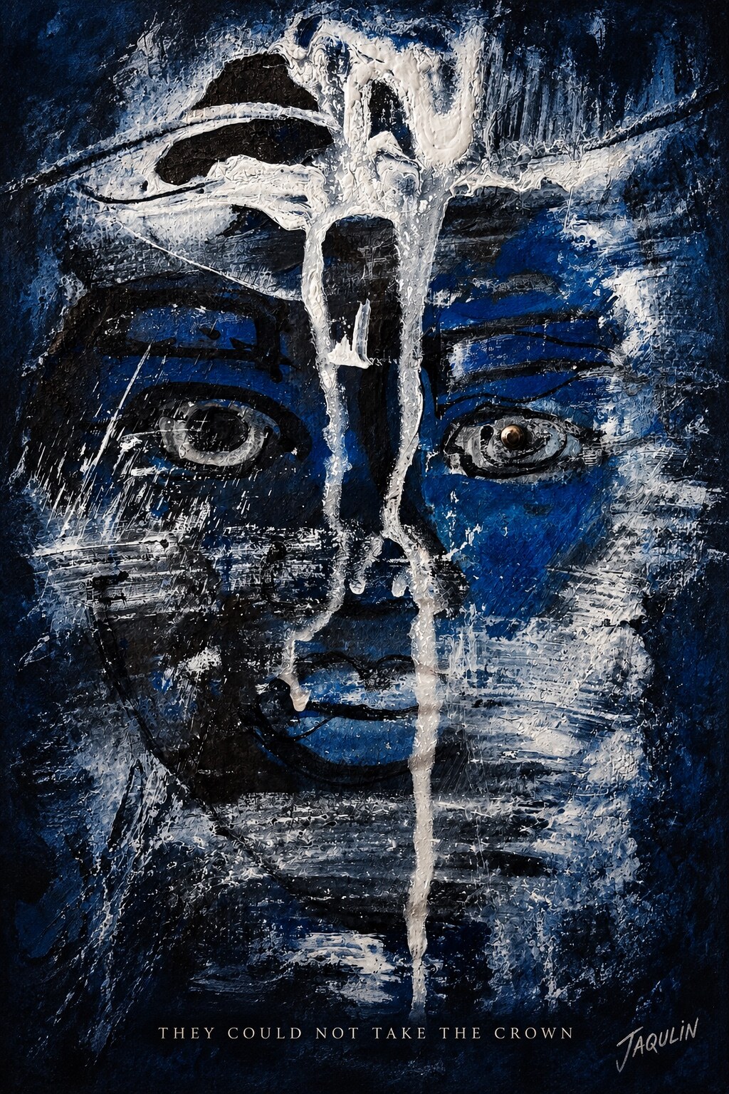 They Could Not Take the Crown, mixed-media painting on canvas by Jaqulin Joseph